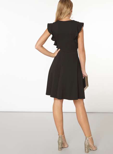 Ruffle front fit and flare dress